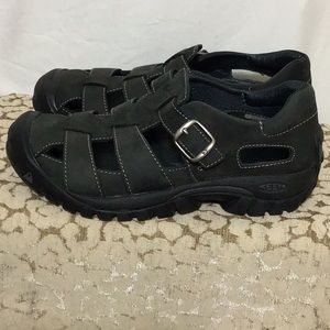 Keen Black Adjustable Leather Sandal Shoes Sz 7 Mint